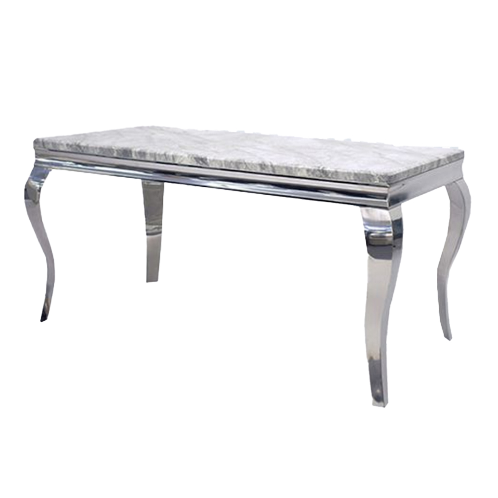 Laval Small White Marble Dining Table With Chrome Legs