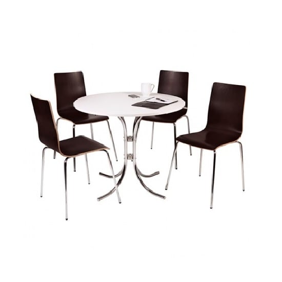 Product photograph of Norley 4 Seater Bistro Set In White And Wenge With Chrome Frame from Furniture in Fashion