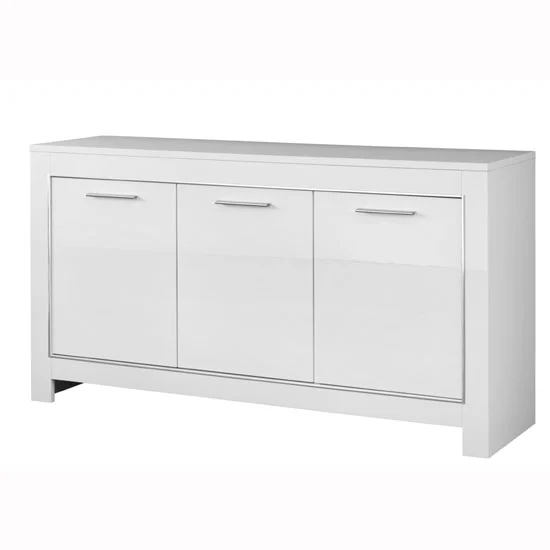 Lorenz Sideboard In White High Gloss With 3 Doors