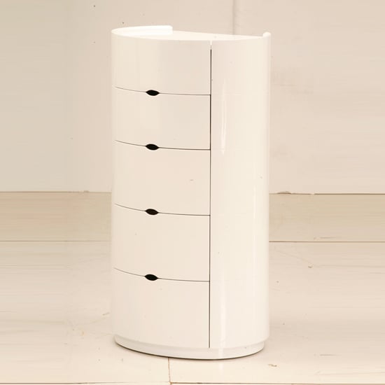 Laura Chest of Drawers In White High Gloss With 5 Drawers