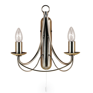 Product photograph of Maypole 2 Light Antique Brass Switched Wall Lamp from Furniture in Fashion