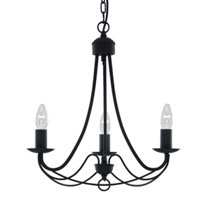 Product photograph of Maypole Satin Matt Black 3 Light Ceiling Pendant from Furniture in Fashion