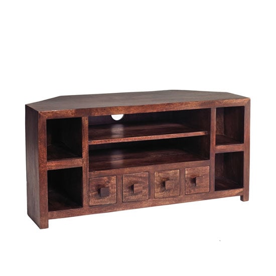 View Mango wood corner tv unit