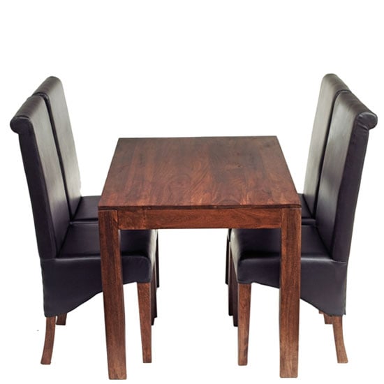 Read more about Mango dining set with 4 leather chairs