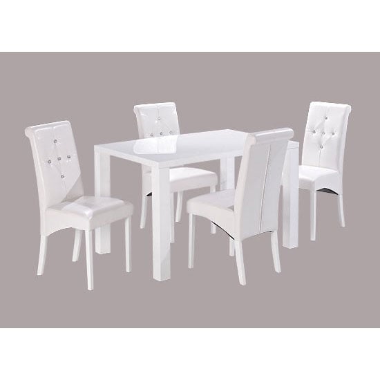Puto White High Gloss Finish Dining Table Only