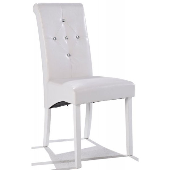 Morna White Faux Leather Dining Chair 22446 Furniture in