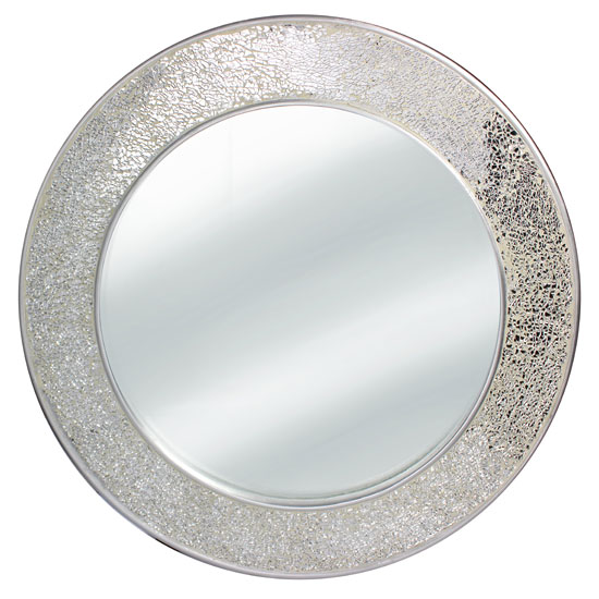 Read more about Clara wall mirror round in silver mosaic frame