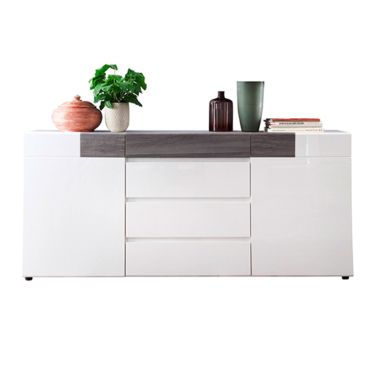 Madsen Sideboard In White Smoky Silver With High Gloss Fronts_3