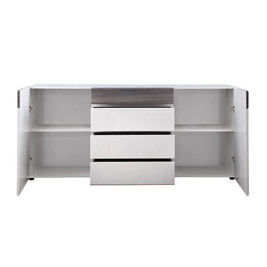 Madsen Sideboard In White Smoky Silver With High Gloss Fronts_4