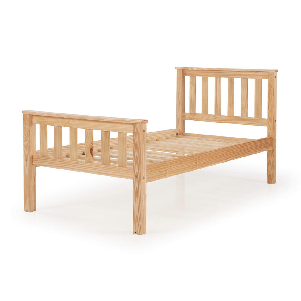 Maire High Foot End Pine Wooden Single Bed In Antique