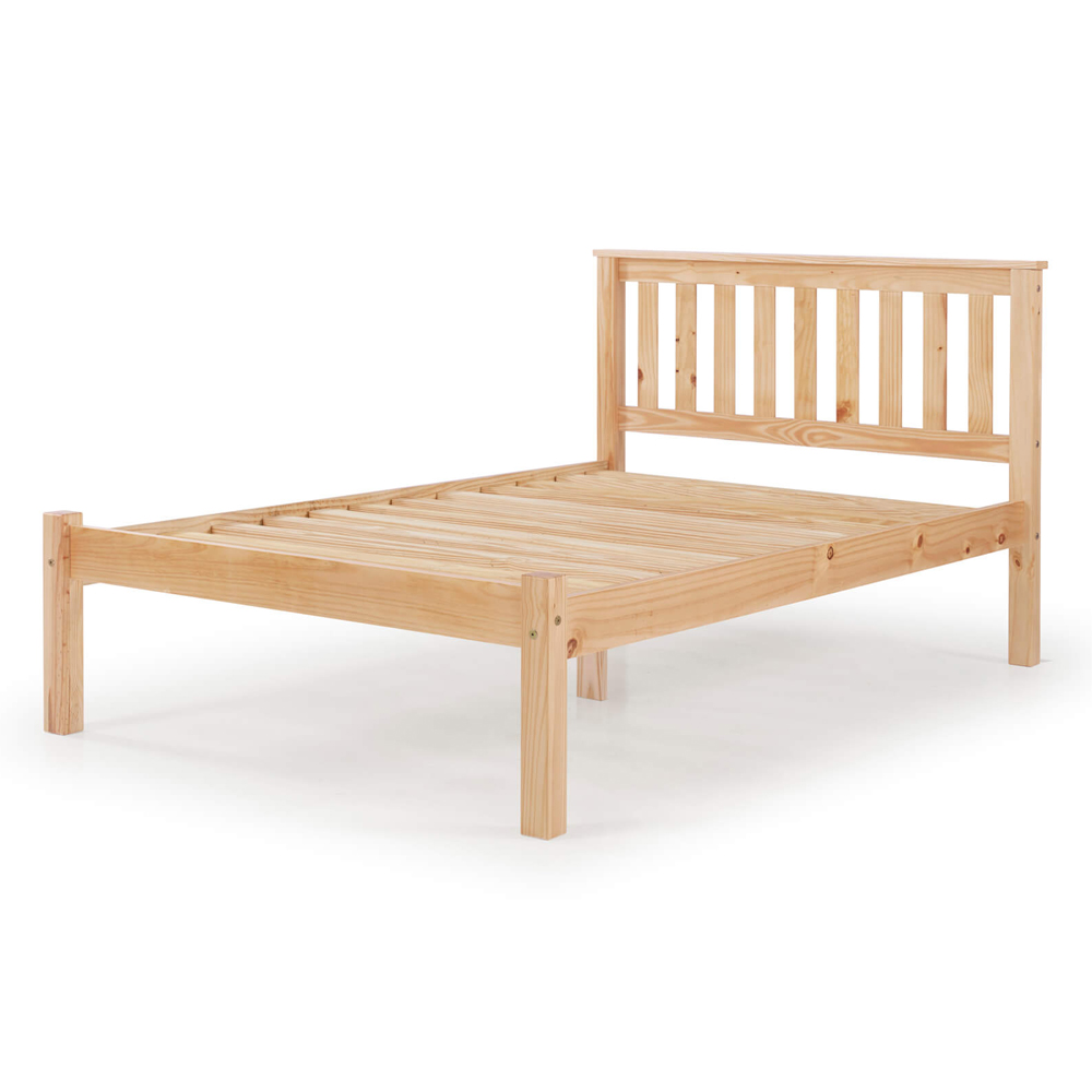 Maire Low Foot End Pine Wooden King Size Bed In Antique