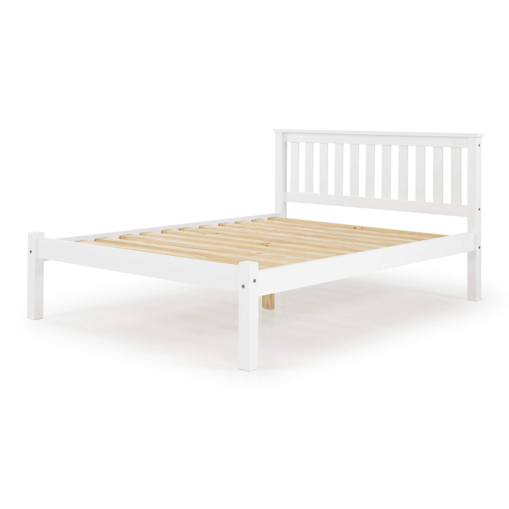 Maire Low Foot End Pine Wooden King Size Bed In White