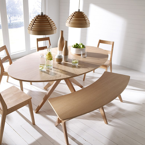 Marstow Contemporary White Oak Finish Dining Bench FiF