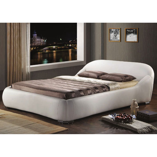 Manhattan White Faux Leather Double Bed Furniture in Fashion