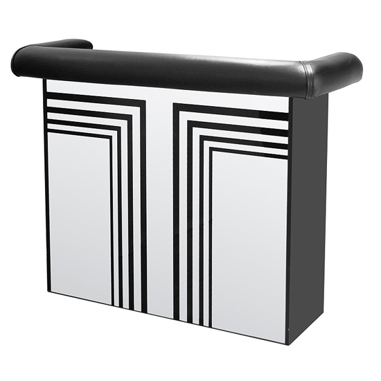 Read more about Manhattan mirrored bar table with faux leather arm rest