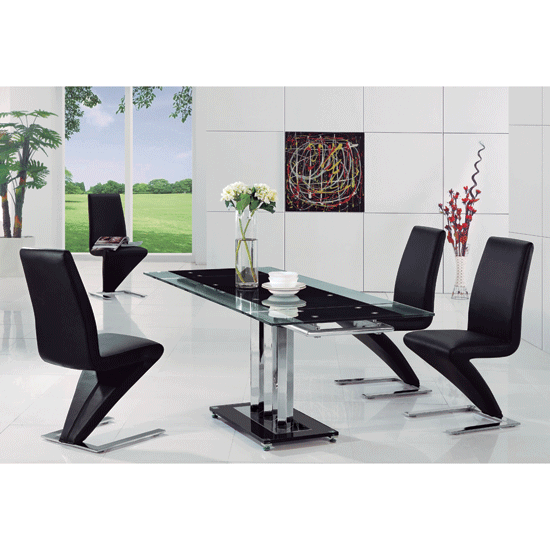 Product photograph of Rihanna Glass Extending Dining Table And 4 Z Chairs from Furniture in Fashion