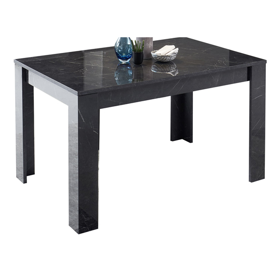Manvos Extending Dining Table In Black High Gloss Marble Effect_2