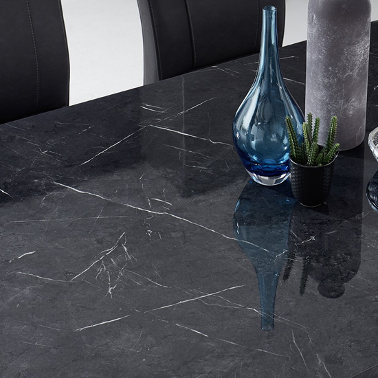 Manvos Extending Dining Table In Black High Gloss Marble Effect_3