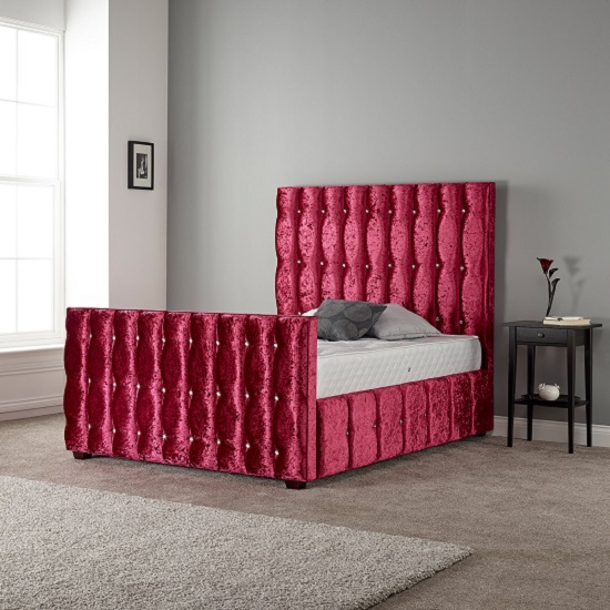 Read more about Jordana lavish bed in glitz red with dark wooden feet