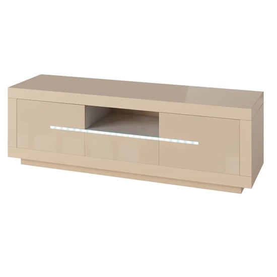 Martley Contemporary TV Stand In Cream High Gloss With LED