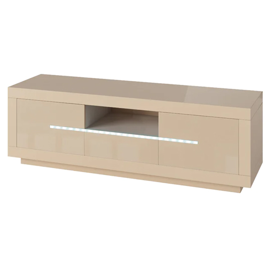 Martley Contemporary TV Stand In Cream High Gloss With LED