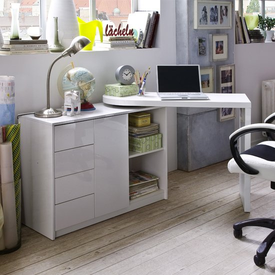 Read more about Matt swivelling computer desk in high gloss white