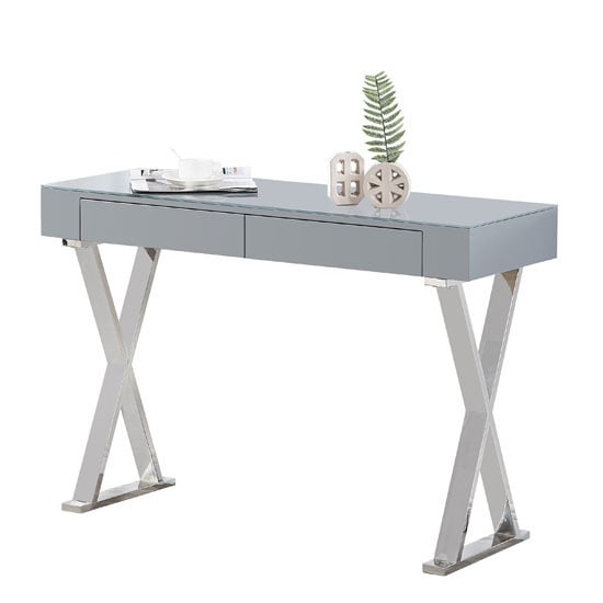 Mayline Glass Top High Gloss Console Table In Grey Furniture in Fashion
