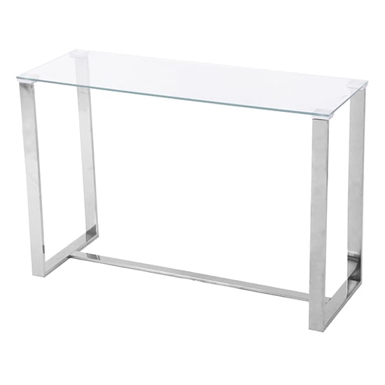 Megan Clear Glass Rectangular Console Table With Chrome Legs_2