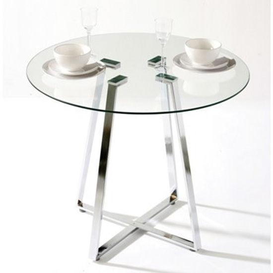 Melito Round Clear Glass Top Dining Table With Chrome Legs_2