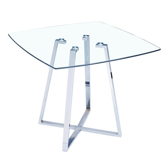 Melito Square Clear Glass Top Dining Table With Chrome Legs_1