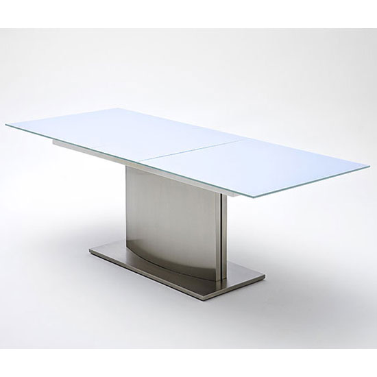 Memory Extending White Frosted Glass Dining Table 160 to 200 cm