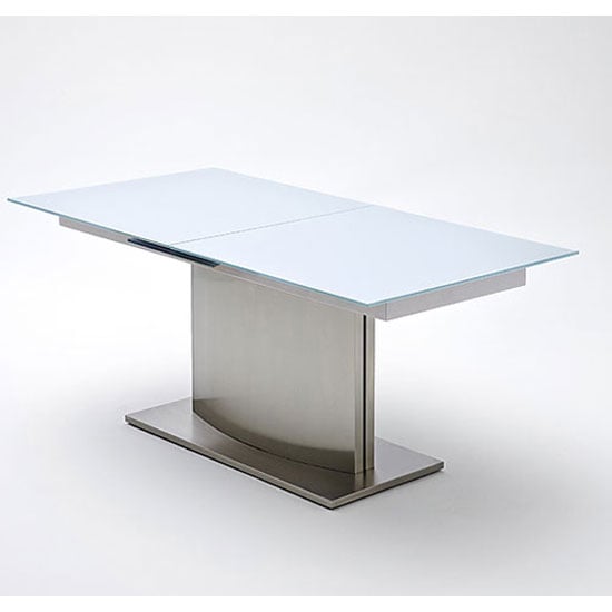Memory Extending White Frosted Glass Dining Table 160 to 200 cm