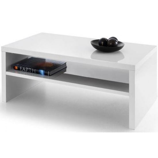 Product photograph of Maelie Coffee Table In White High Gloss With Undershelf from Furniture in Fashion