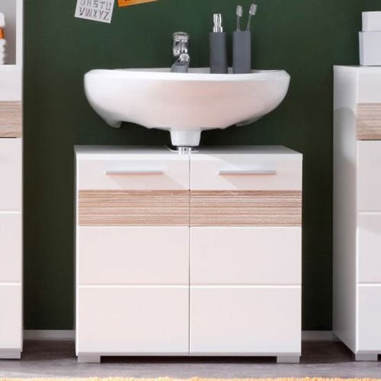 Read more about Mezzo vanity cabinet in white with gloss front and light oa