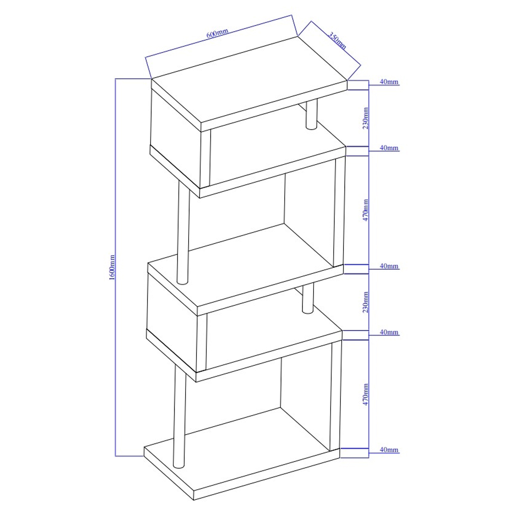 Miami High Gloss Slim Shelving Unit In White
