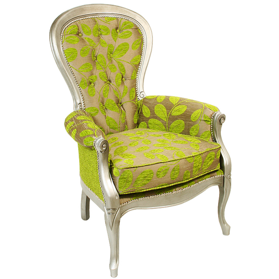 Read more about Erela three arc green fabric lounge chair in silver