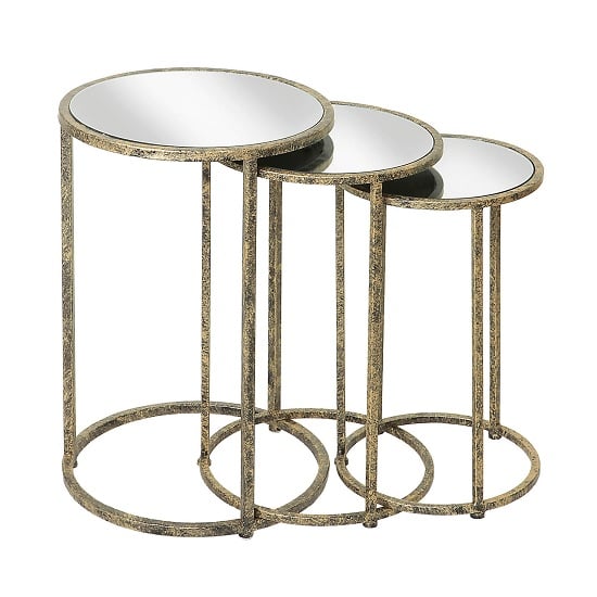 Read more about Aachen mirrored top nesting tables in metal frame