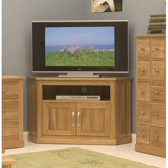 Mobel corner tv stand cor09c - How To Successfully Integrate Wooden Corner TV Stands For Flats Screens Into Modern Interior