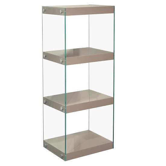 Photo of Torino medium glass display stand with mink grey gloss shelves