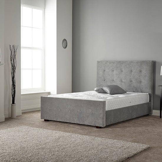 Product photograph of Rachel Bed In Naples Silver Fabric With Wooden Feet from Furniture in Fashion