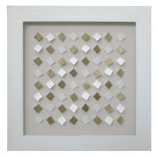 Product photograph of Mosaic Square White Frame Wall Art from Furniture in Fashion