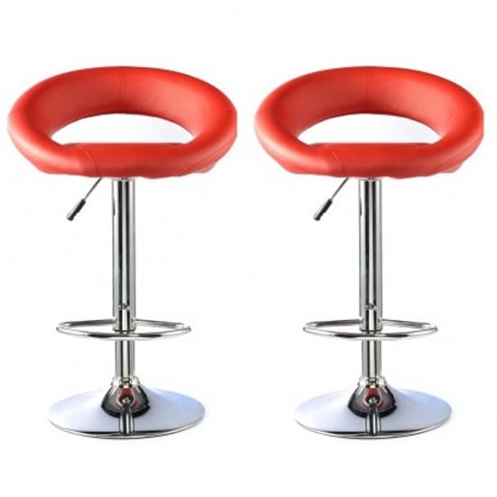 Makamae Bar Stool In Red Faux Leather In A Pair