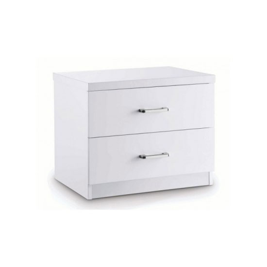Nova White High Gloss Finish 2 Drawer Bedside Cabinet | Furniture in ...