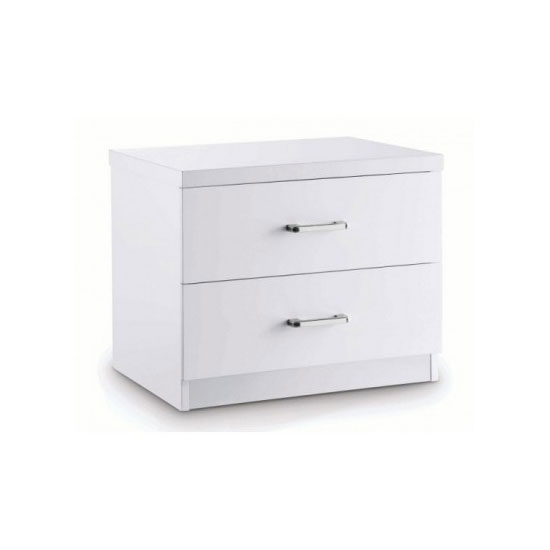 Nova White High Gloss Finish 2 Drawer Bedside 22507