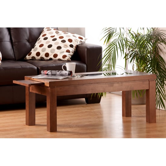 Read more about Nevada coffee table in walnut with black glass inserts