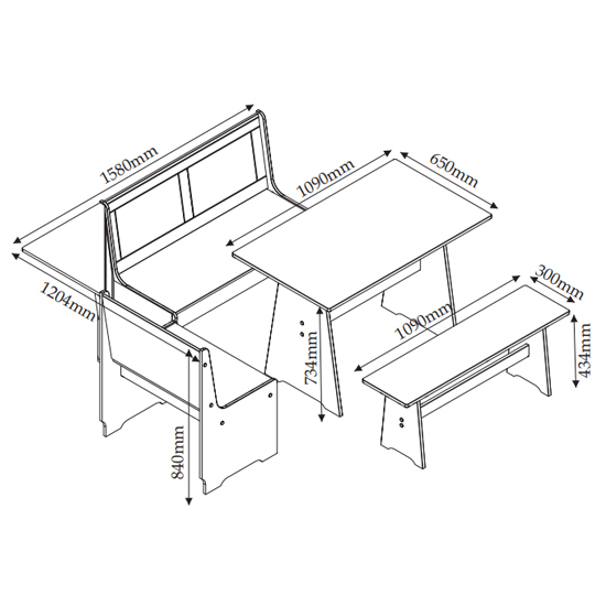 Nadira Corner White Wooden Dining Table With Storage Bench_6