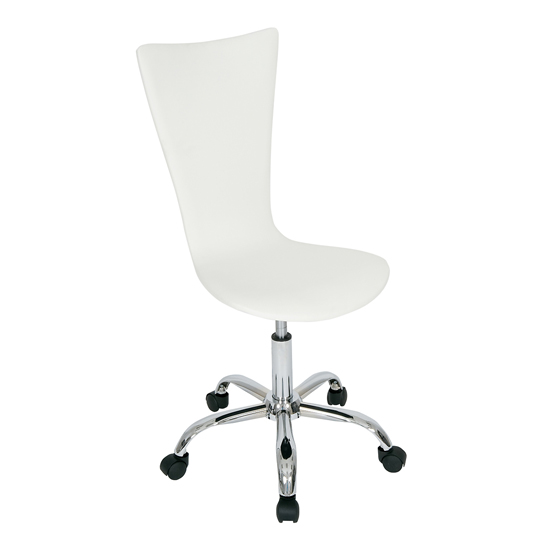 Curved White Faux Leather Office Chair, OC02W 16125