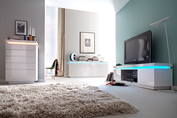 Odessa Sideboard Chest of Drawers in High Gloss White With LED_6