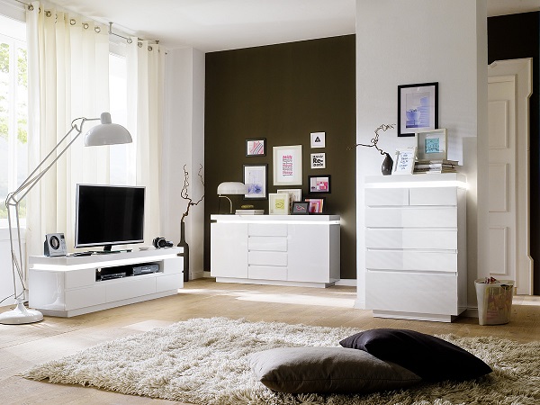Odessa Sideboard Chest of Drawers in High Gloss White With LED_7
