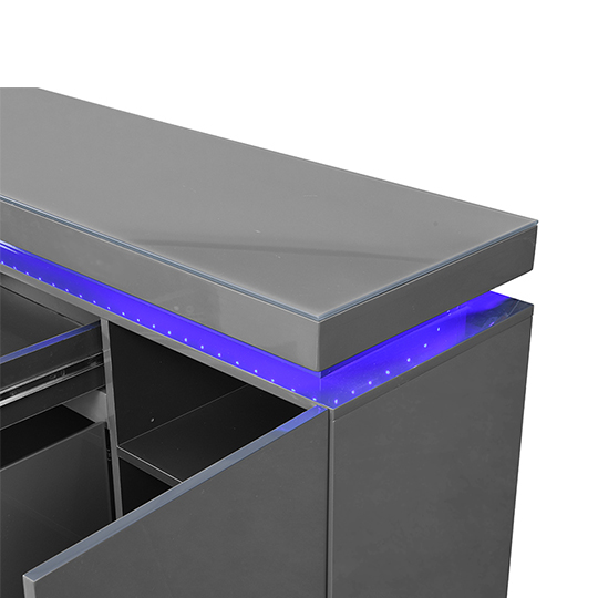 Odessa Grey High Gloss Sideboard With 5 Door 2 Drawer And LED
